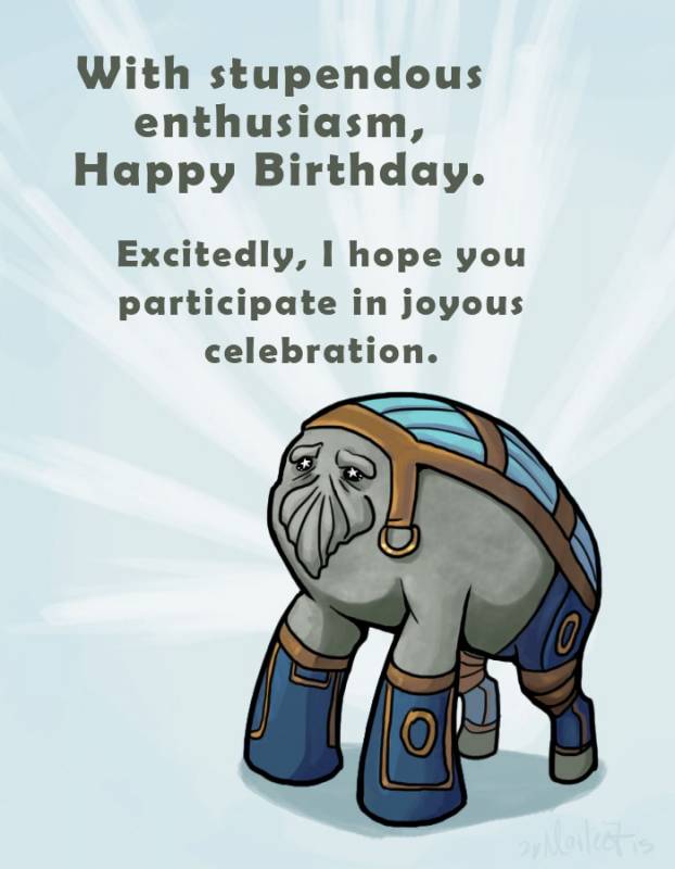 Забавный рисунок от kikane - смешной элкор поздравляет с Днем Рождения