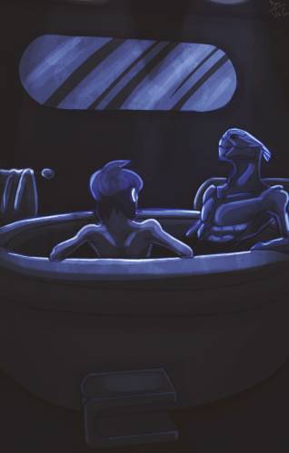 Шепард и Гаррус в ванне