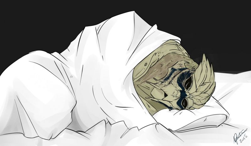 Спящий Гаррус - рисунок от cervaheart