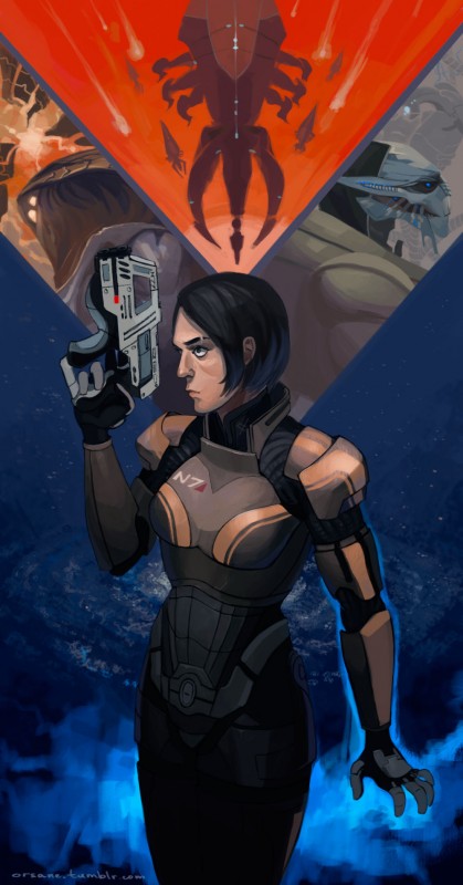 Капитан Шепард на постере Mass Effect - рисунок от kleineherz