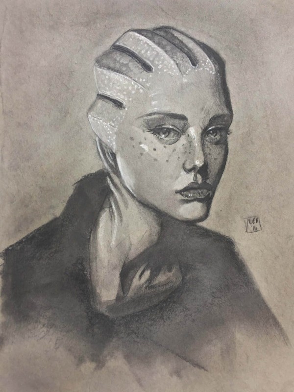 Портрет красивой азари Лиары Т'Сони - рисунок от pbtgoart