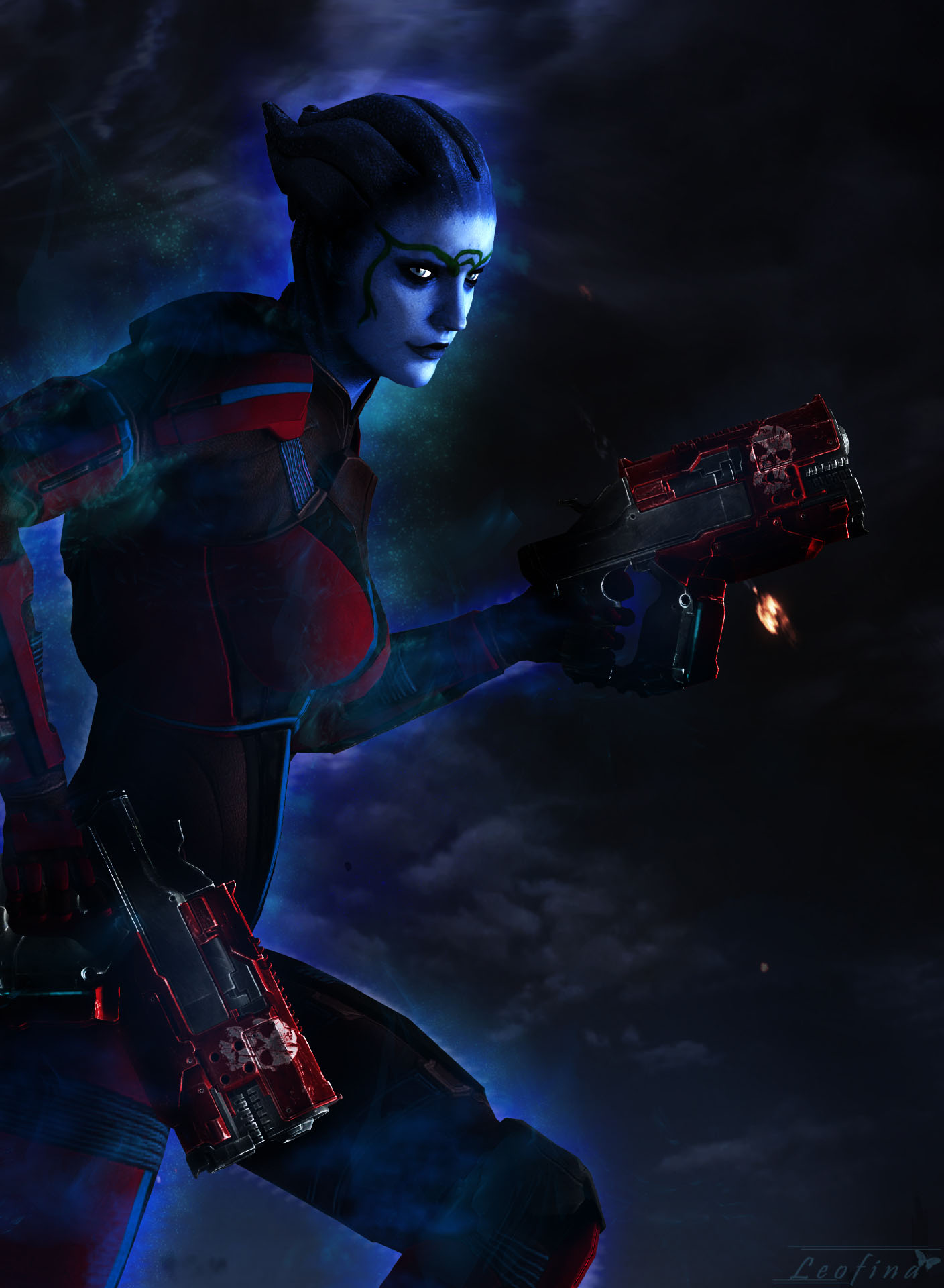 Азари Фан арт Mass Effect 3 