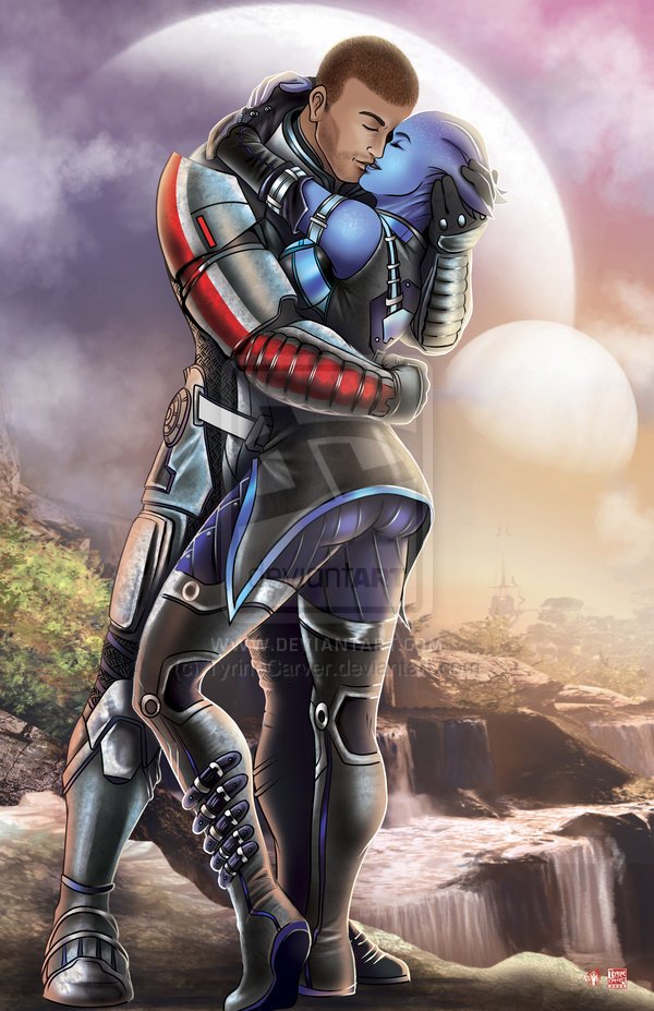 Шепард и Лиара Фан арт Mass Effect 3 