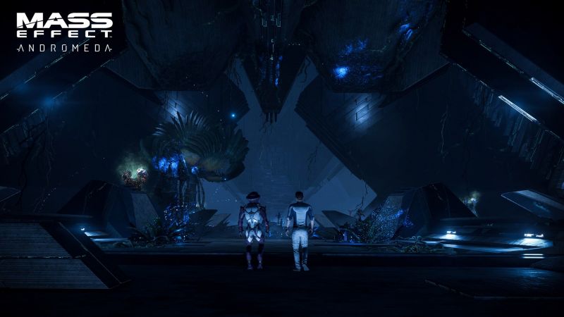 Девушка ангара и Скотт Райдер в хранилище ремнантов, официальный скриншот