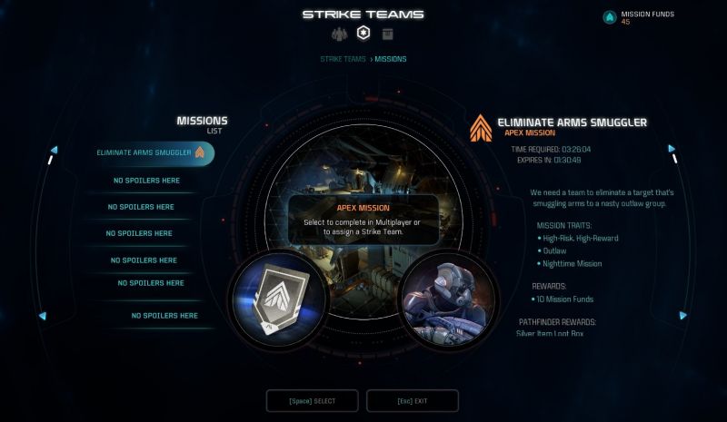 Миссии в мультиплеере Масс Эффект Андромеда, ударные команды, скриншот
