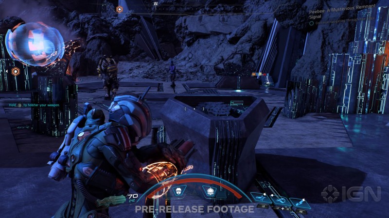 Сара Райдер перезаряжает винтовку Циклон - cкриншот из геймплейного видеоролика Mass Effect: Andromeda