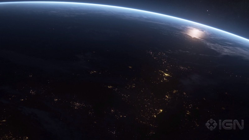 Планета Земля в начале игры перед отлетом в Андромеду, скриншот