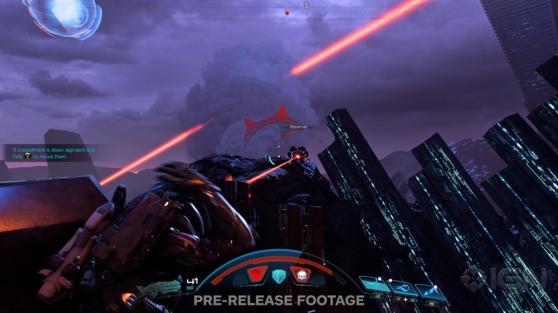 Сара Райдер в перестрелке с ремнантом - cкриншот из геймплейного видеоролика Mass Effect: Andromeda
