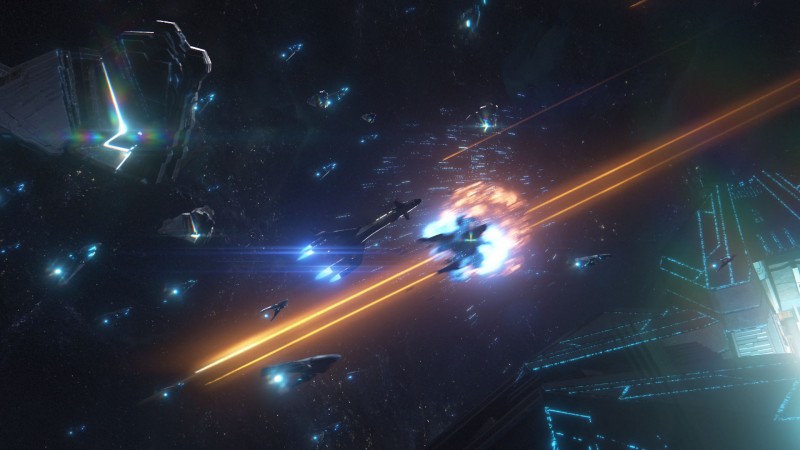 Битва в космосе с участием кораблей ремнантов и Бури - скриншот из релизного трейлера