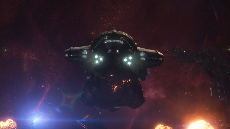 Корабль главного злодея кетта Архонта в открытом космосе - скриншот из релизного трейлера