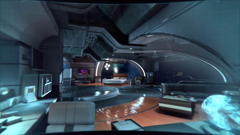 Каюта Райдера в исследовательском корабле "Буря" - скриншот из инструктажа Andromeda Initiative