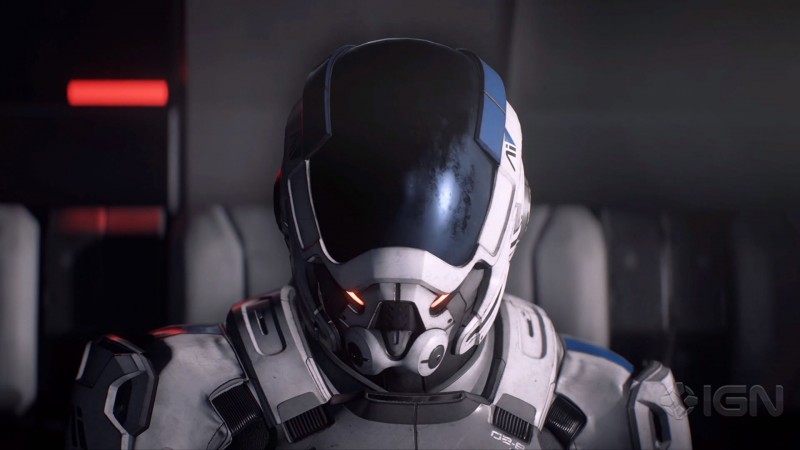 Мужской персонаж Райдер в начале игры одет в непрозрачный шлем, скриншот