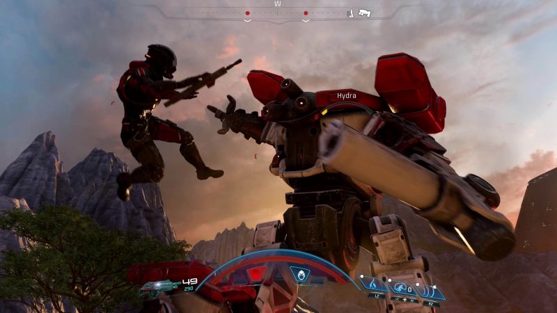 Скриншот Райдера, который прыгает на меха Гидру