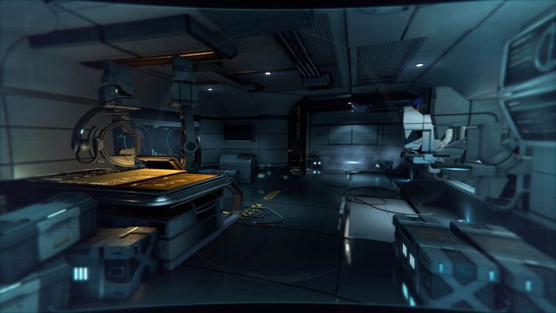 Техническая лаборатория в исследовательском отсеке корабля "Буря" - скриншот из инструктажа Andromeda Initiative