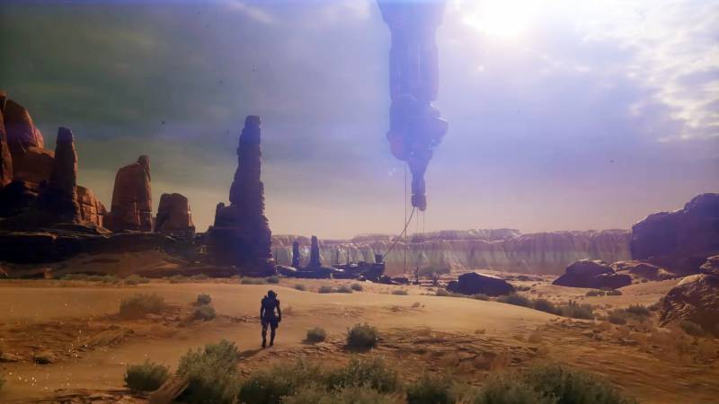 Скриншот пустынной локации Масс Эффект: Андромеда на EA Play 2016