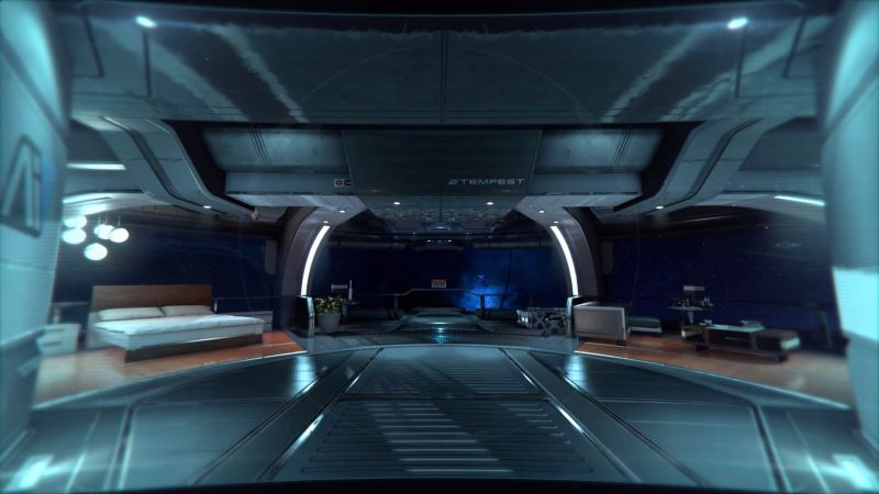Каюта Первопроходца исследовательского корабля "Буря" - скриншот из инструктажа Andromeda Initiative