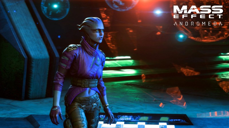 Азари подходит к голограмме кластера Гелиос - официальный скриншот пре-альфа версии Mass Effect: Andromeda в разрешении 4K от BioWare