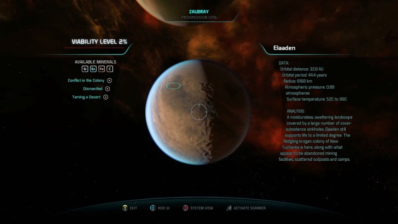 Описание планеты Элааден на карте, скриншот