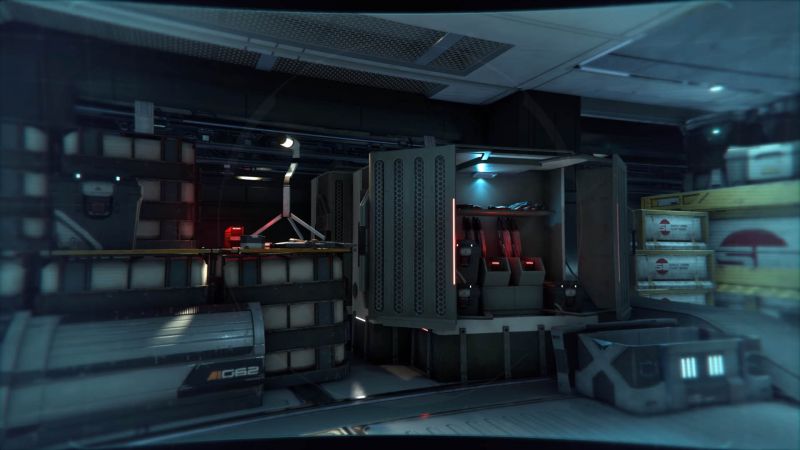 Отсек с арсеналом исследовательского корабля "Буря" - скриншот из инструктажа Andromeda Initiative