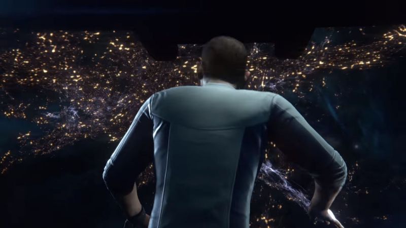 Райдер на командном мостике смотрит на планету - скриншот