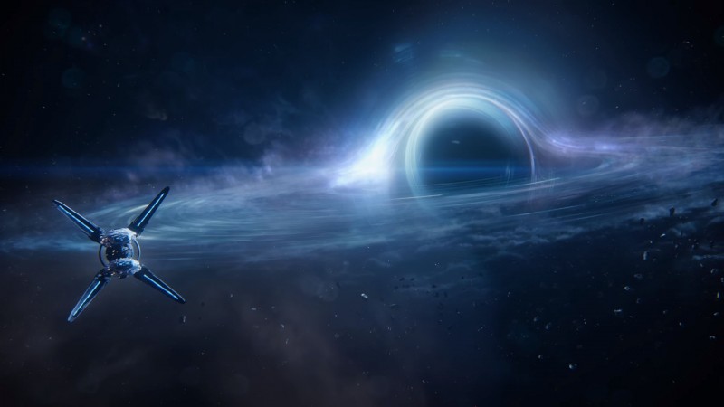 Человеческий ковчег Гиперион на фоне черной дыры из Масс Эффект Андромеда - скриншот