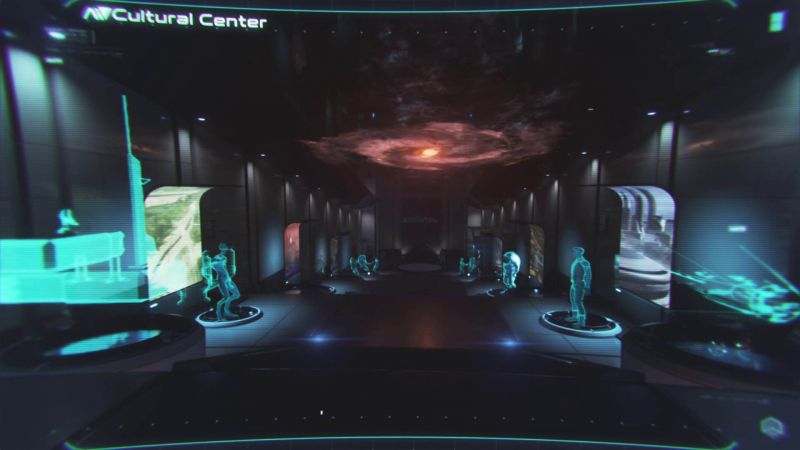 Зал культурного центра на Нексусе - скриншот из инструктажа Масс Эффект Андромеда