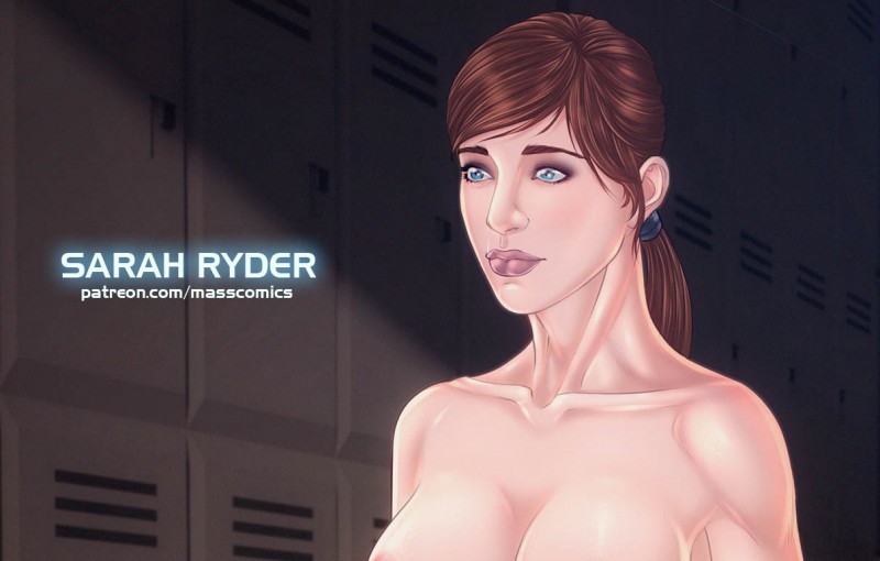 Красивая обнаженная Сара Райдер с голой грудью - рисунок от eromaxi