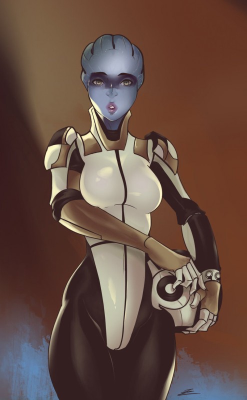 Симпатичная азари из Mass Effect: Andromeda в полный рост - рисунок от художника 7zaki