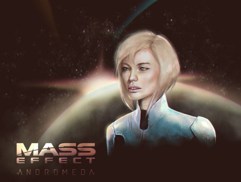 Блондинка Райдер из Mass Effect: Andromeda - рисунок от perditionxroad