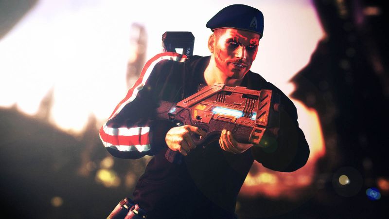 Ренегад капитан Шепард со штурмовой винтовкой M-15 Защитник - позинг от communitycall