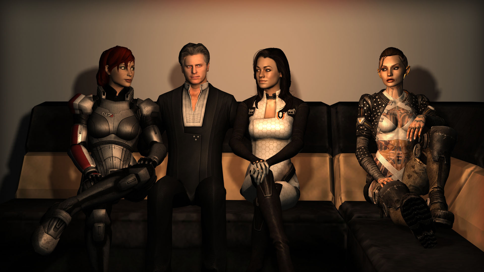 Шепард, Призрак, Миранда, Джек - Фан арт Mass Effect 2.