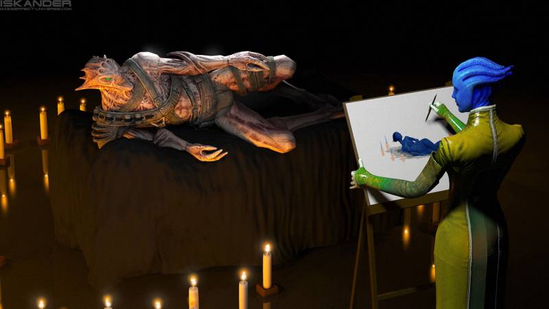 Ворча позирует для художницы азари - рендер для главного баннера галереи сайта