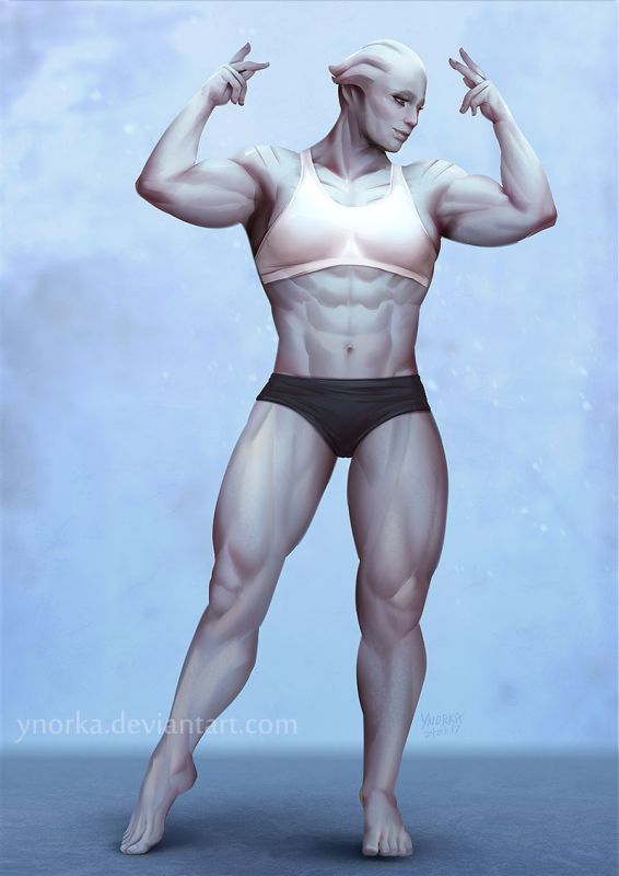 Накачанная белокожая азари в спортивном белье - рисунок от ynorka