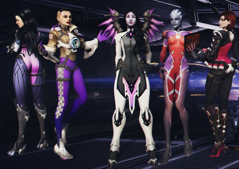 Персонажи Mass Effect в костюмах из Overwath