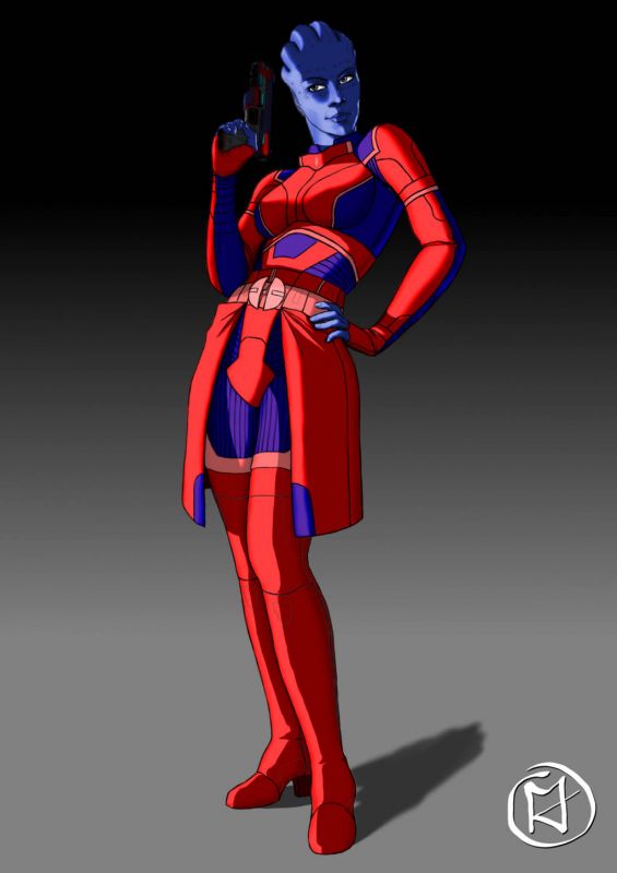 Азари с пистолетом в красном костюме - рисунок от mastermatso