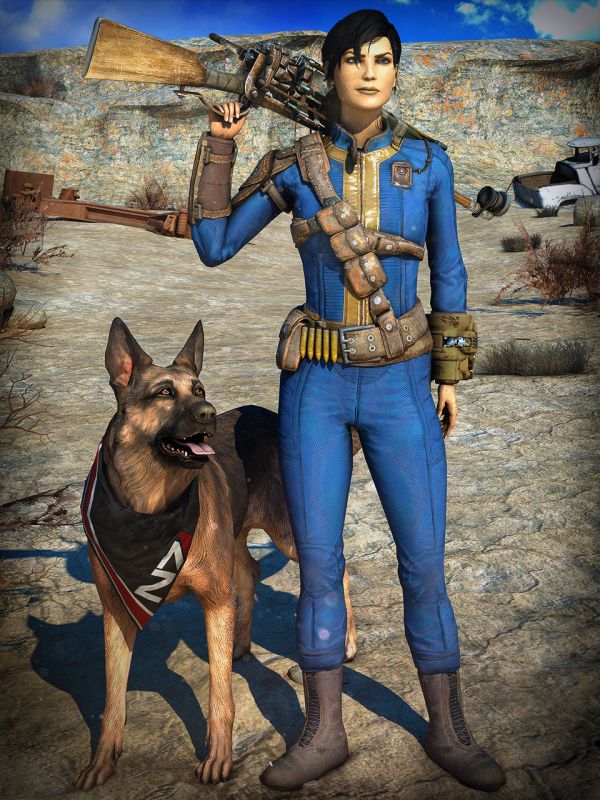 Шепард в Fallout 4 - рендер от asarimaniac