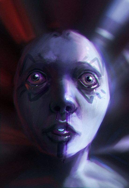 Лицо азари с выпученными глазами в крови - рисунок от художника luckyfk