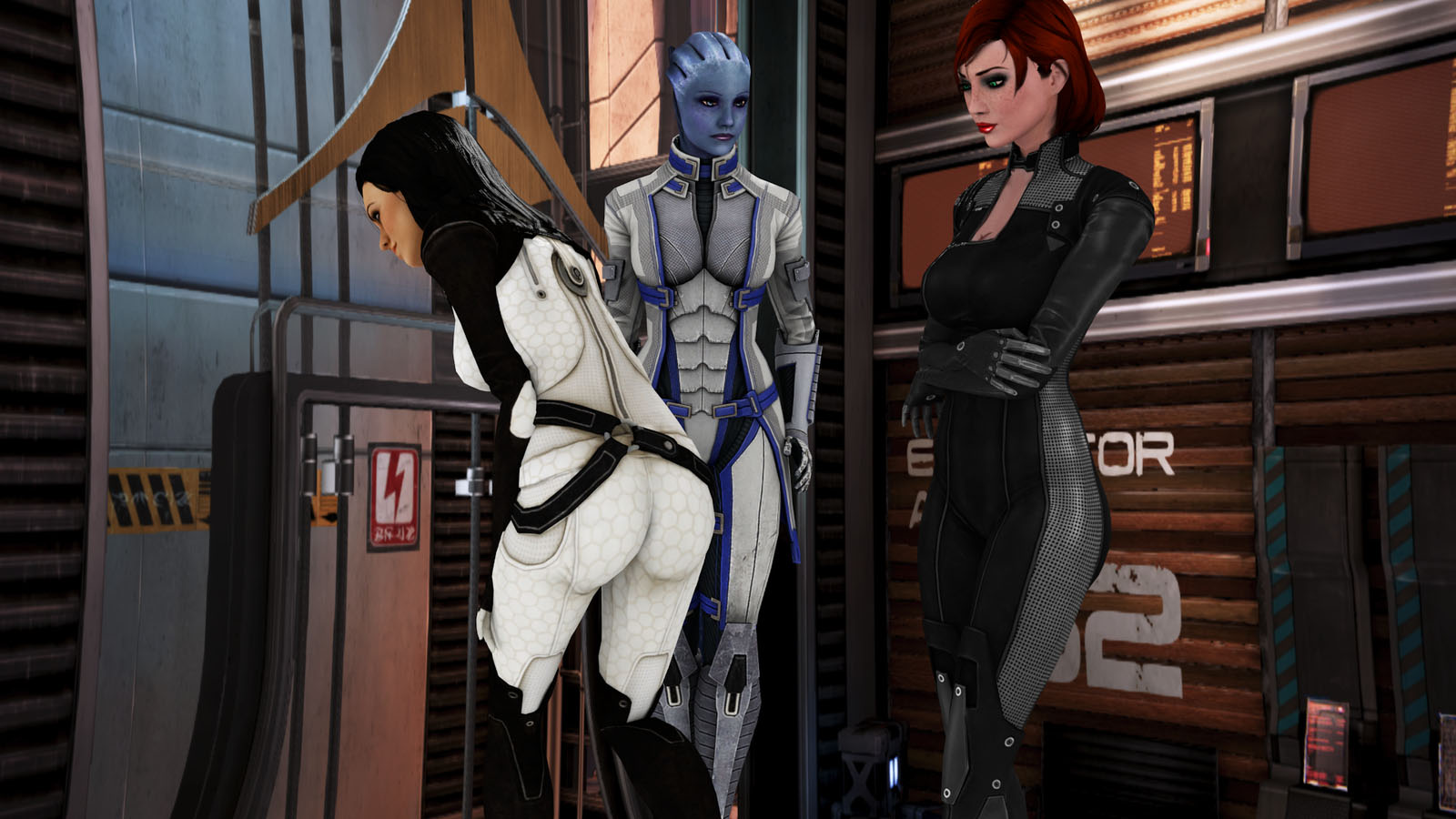 Шепард, Миранда, Лиара - Фан-арт Mass Effect 3.