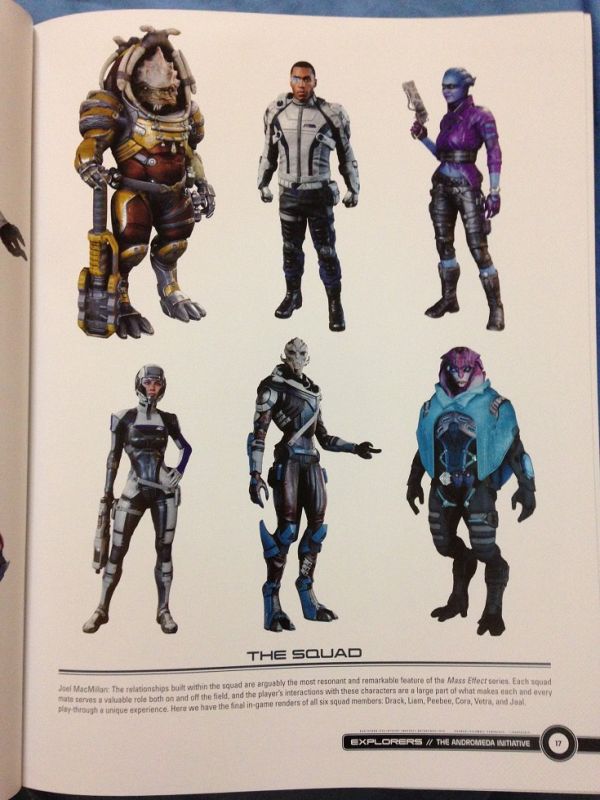 Концепт-арт сопартийцев на скриншоте артбука The Art of Mass Effect: Andromeda
