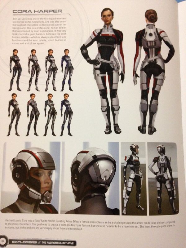 Концепт-арт Коры Харпер на скриншоте артбука The Art of Mass Effect: Andromeda