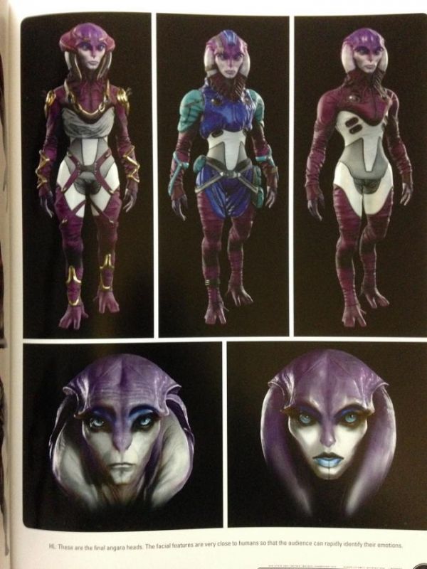 Концепт-арт ангары женского пола на скриншоте артбука The Art of Mass Effect: Andromeda
