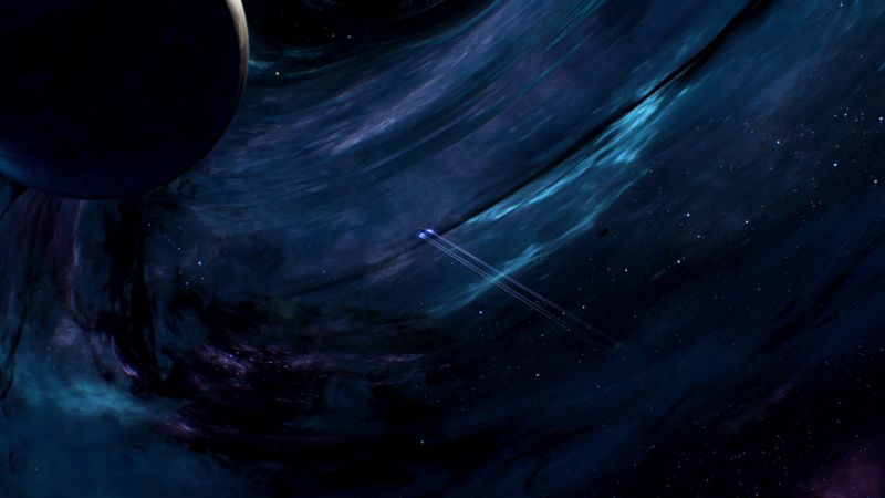 Корабль Буря летит на планету Кадару - скриншот из Масс Эффект Андромеда
