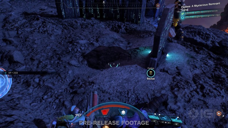 Сара Райдер лечит раненную азари Пиби - cкриншот из геймплейного видеоролика Mass Effect: Andromeda