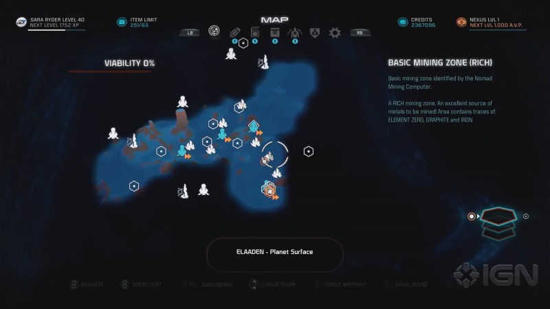 Карта планеты Элааден на английском языке - скриншот из трейлера